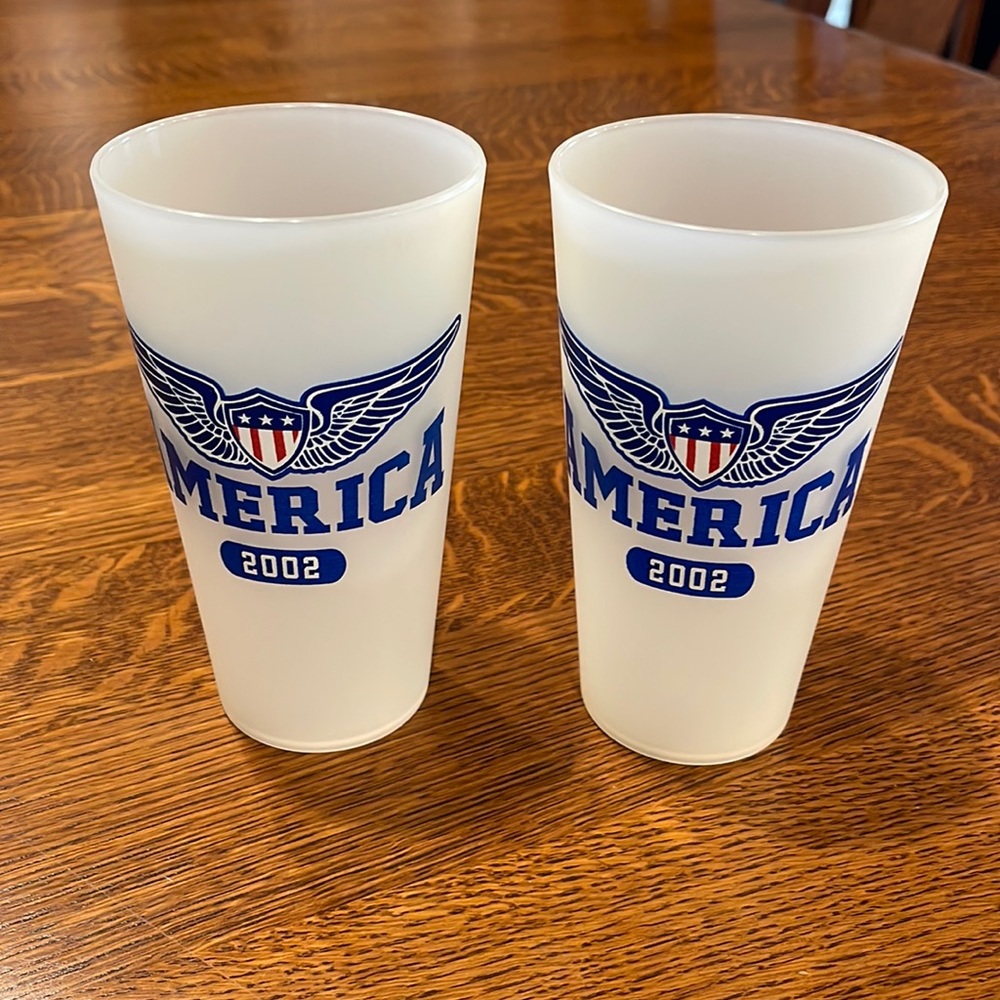 America 2002 plastic cups. Set of two. New!